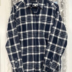 Croft & Barrow Plaid Flannel Shirt XL Womens Blue and White Button Down